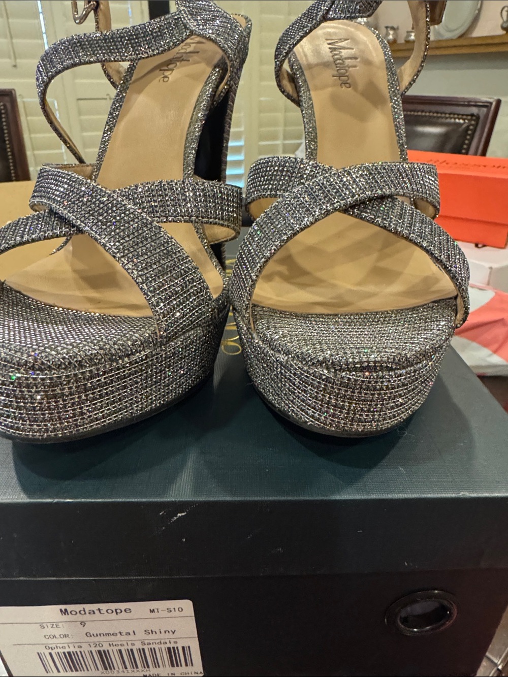 Modatope Silver Glitter Platform Sandals - Women's
